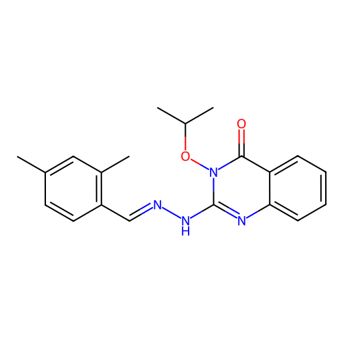 (E)-2-(2-(2,4-dimethylbenzylidene)hydrazinyl)-3-isopropoxyquinazolin-4(3H)-one structure