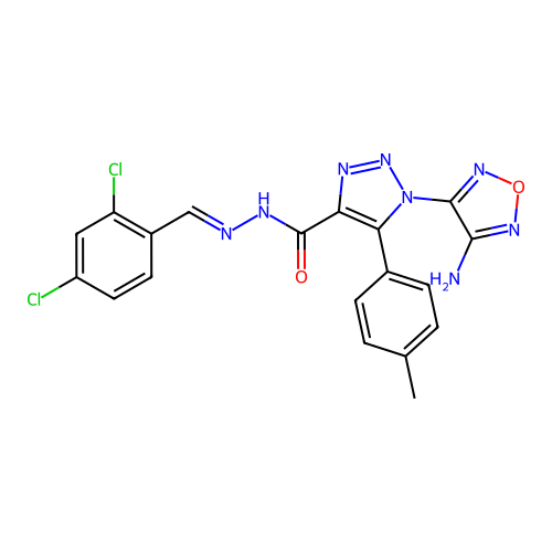 (E)-1-(4-amino-1,2,5-oxadiazol-3-yl)-N'-(2,4-dichlorobenzylidene)-5-(p-tolyl)-1H-1,2,3-triazole-4-carbohydrazide structure