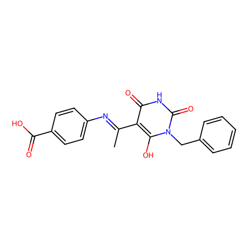 4-[1-(1-benzyl-2,4,6-trioxo-1,3-diazinan-5-ylidene)ethylamino]benzoic Acid structure
