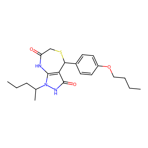 4-(4-butoxyphenyl)-1-pentan-2-yl-4,8-dihydro-2H-pyrazolo[3,4-e][1,4]thiazepine-3,7-dione structure