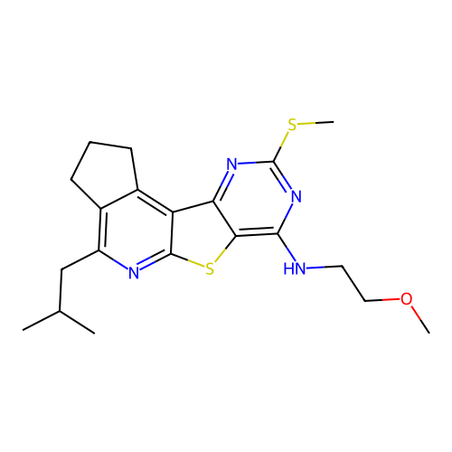 4-isobutyl-N-(2-methoxyethyl)-9-(methylthio)-2,3-dihydro-1H-cyclopenta[4',5']pyrido[3',2':4,5]thieno[3,2-d]pyrimidin-7-amine structure