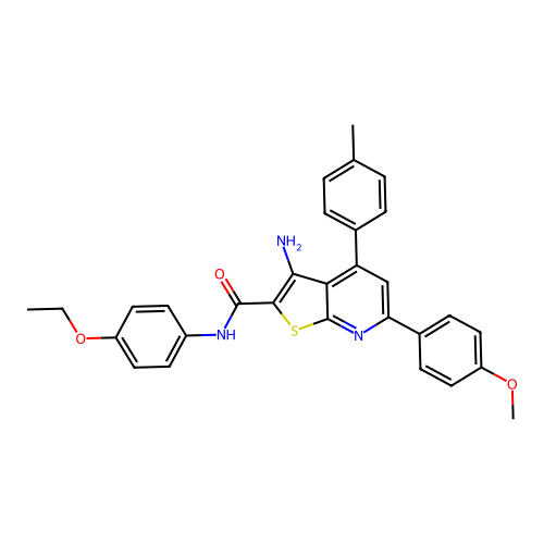 3-amino-N-(4-ethoxyphenyl)-6-(4-methoxyphenyl)-4-(4-methylphenyl)thieno[2,3-b]pyridine-2-carboxamide structure