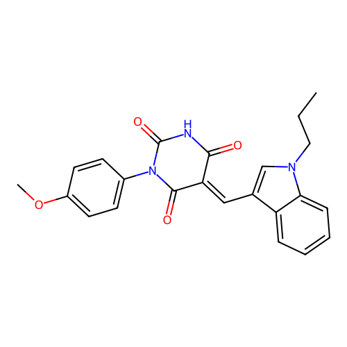 (5E)-1-(4-methoxyphenyl)-5-[(1-propylindol-3-yl)methylidene]-1,3-diazinane-2,4,6-trione structure