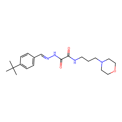 (E)-2-(2-(4-(tert-butyl)benzylidene)hydrazinyl)-N-(3-morpholinopropyl)-2-oxoacetamide structure