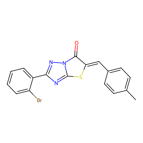 (Z)-2-(2-bromophenyl)-5-(4-methylbenzylidene)thiazolo[3,2-b][1,2,4]triazol-6(5H)-one structure