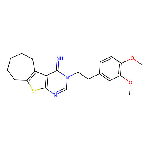 3-(3,4-dimethoxyphenethyl)-6,7,8,9-tetrahydro-3H-cyclohepta[4,5]thieno[2,3-d]pyrimidin-4(5H)-imine structure