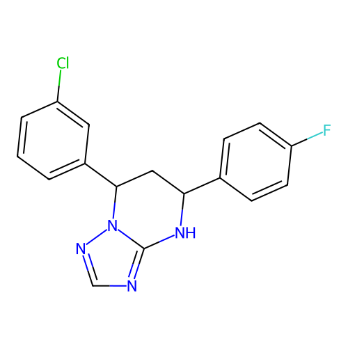 7-(3-chlorophenyl)-5-(4-fluorophenyl)-4,5,6,7-tetrahydro[1,2,4]triazolo[1,5-a]pyrimidine structure