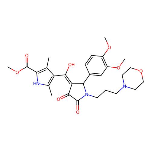 methyl 4-(2-(3,4-dimethoxyphenyl)-4-hydroxy-1-(3-morpholinopropyl)-5-oxo-2,5-dihydro-1H-pyrrole-3-carbonyl)-3,5-dimethyl-1H-pyrrole-2-carboxylate structure