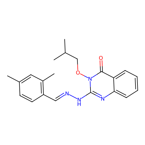 (E)-2-(2-(2,4-dimethylbenzylidene)hydrazinyl)-3-isobutoxyquinazolin-4(3H)-one structure