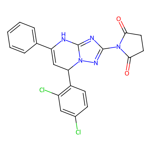 1-(7-(2,4-dichlorophenyl)-5-phenyl-4,7-dihydro-[1,2,4]triazolo[1,5-a]pyrimidin-2-yl)pyrrolidine-2,5-dione structure