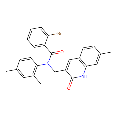 2-bromo-N-(2,4-dimethylphenyl)-N-((2-hydroxy-7-methylquinolin-3-yl)methyl)benzamide structure