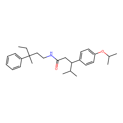 3-(4-Isopropoxyphenyl)-4-methyl-N-(3-methyl-3-phenylpentyl)pentanamide structure