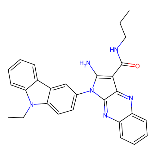 2-amino-1-(9-ethyl-9H-carbazol-3-yl)-N-propyl-1H-pyrrolo[2,3-b]quinoxaline-3-carboxamide structure