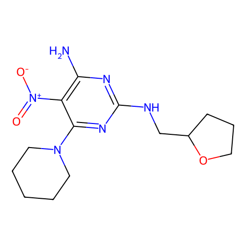 (4-amino-5-nitro-6-piperidylpyrimidin-2-yl)(oxolan-2-ylmethyl)amine structure