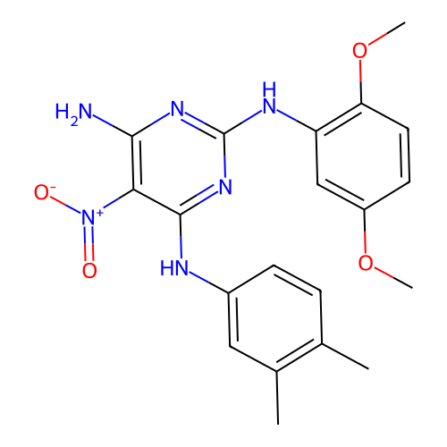 {4-amino-6-[(3,4-dimethylphenyl)amino]-5-nitropyrimidin-2-yl}(2,5-dimethoxyphe nyl)amine structure
