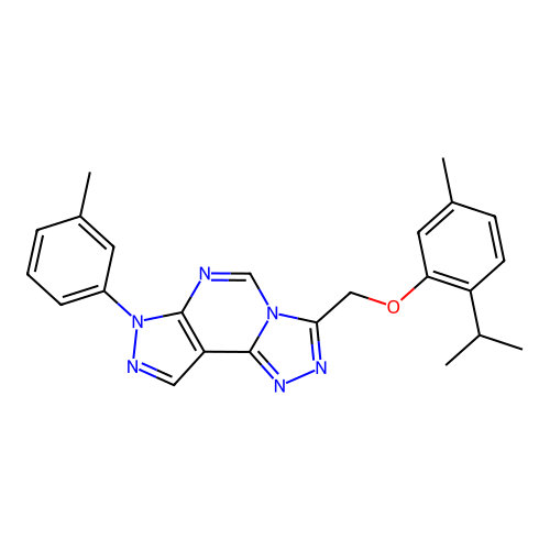2-ISOPROPYL-5-METHYLPHENYL {[7-(3-METHYLPHENYL)-7H-PYRAZOLO[4,3-E][1,2,4]TRIAZOLO[4,3-C]PYRIMIDIN-3-YL]METHYL} ETHER structure