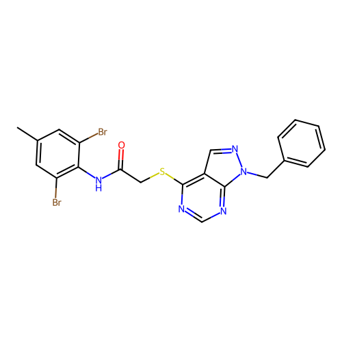 C21H17Br2N5OS structure