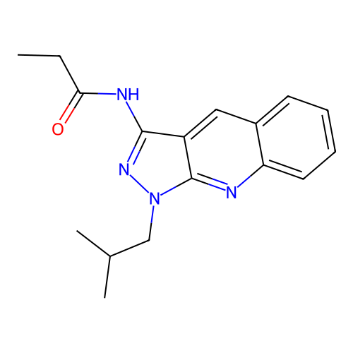 N-[1-(2-methylpropyl)pyrazolo[3,4-b]quinolin-3-yl]propanamide structure