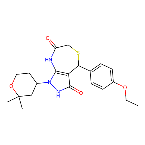 1-(2,2-DIMETHYLOXAN-4-YL)-4-(4-ETHOXYPHENYL)-3-HYDROXY-1H,4H,6H,7H,8H-PYRAZOLO[3,4-E][1,4]THIAZEPIN-7-ONE structure