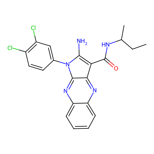 2-amino-N-(butan-2-yl)-1-(3,4-dichlorophenyl)-1H-pyrrolo[2,3-b]quinoxaline-3-carboxamide structure