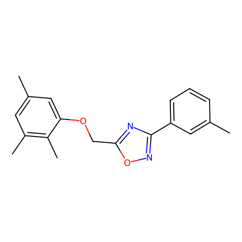 3-(3-Methylphenyl)-5-[(2,3,5-trimethylphenoxy)methyl]-1,2,4-oxadiazole structure
