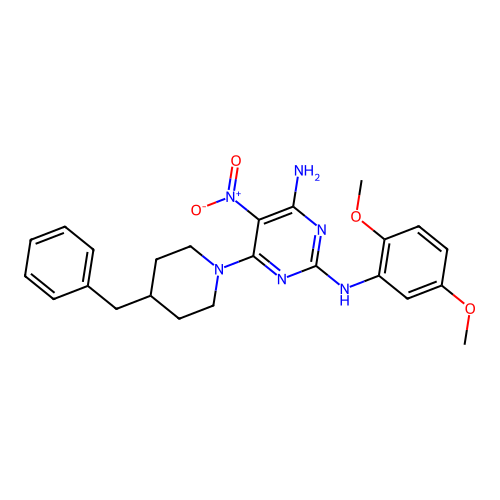 {4-amino-5-nitro-6-[4-benzylpiperidyl]pyrimidin-2-yl}(2,5-dimethoxyphenyl)amin e structure
