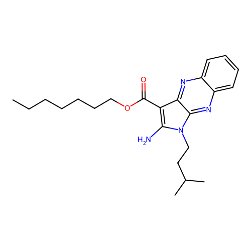 heptyl 2-amino-1-(3-methylbutyl)-1H-pyrrolo[2,3-b]quinoxaline-3-carboxylate structure