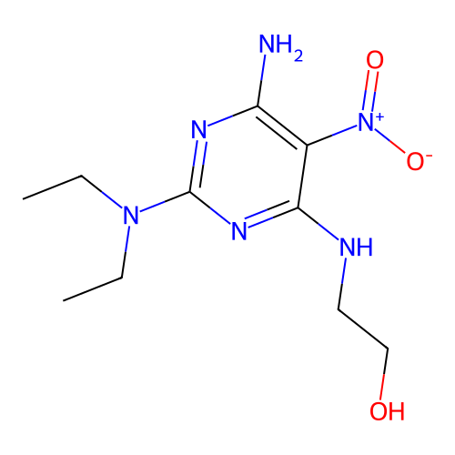2-(6-Amino-2-diethylamino-5-nitro-pyrimidin-4-ylamino)-ethanol structure