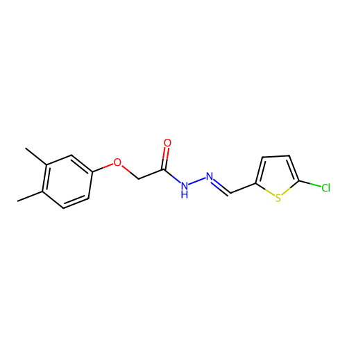 (E)-N'-((5-chlorothiophen-2-yl)methylene)-2-(3,4-dimethylphenoxy)acetohydrazide structure