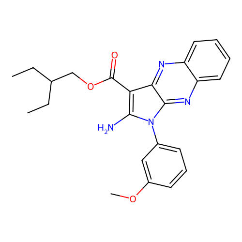 2-ethylbutyl 2-amino-1-(3-methoxyphenyl)-1H-pyrrolo[2,3-b]quinoxaline-3-carboxylate structure