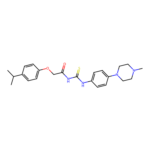 2-(4-isopropylphenoxy)-N-((4-(4-methylpiperazin-1-yl)phenyl)carbamothioyl)acetamide structure
