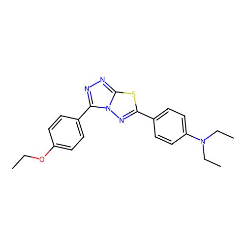 4-(3-(4-ethoxyphenyl)-[1,2,4]triazolo[3,4-b][1,3,4]thiadiazol-6-yl)-N,N-diethylaniline structure
