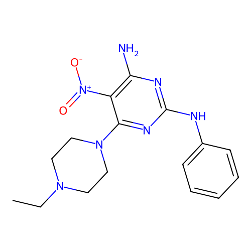 6-(4-ethylpiperazin-1-yl)-5-nitro-N~2~-phenylpyrimidine-2,4-diamine structure