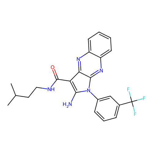 2-amino-N-(3-methylbutyl)-1-[3-(trifluoromethyl)phenyl]-1H-pyrrolo[2,3-b]quinoxaline-3-carboxamide structure