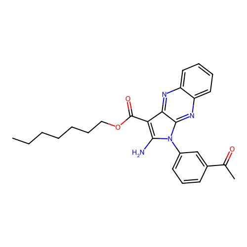 heptyl 1-(3-acetylphenyl)-2-amino-1H-pyrrolo[2,3-b]quinoxaline-3-carboxylate structure