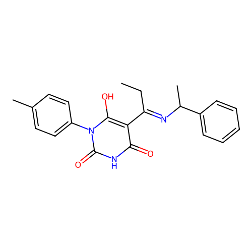 1-(4-methylphenyl)-5-[1-(1-phenylethylamino)propylidene]-1,3-diazinane-2,4,6-trione structure