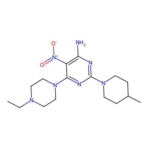6-(4-Ethylpiperazin-1-yl)-2-(4-methylpiperidin-1-yl)-5-nitropyrimidin-4-amine structure