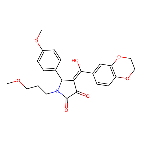 (4E)-4-[2,3-dihydro-1,4-benzodioxin-6-yl(hydroxy)methylidene]-5-(4-methoxyphenyl)-1-(3-methoxypropyl)pyrrolidine-2,3-dione structure