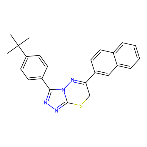 3-(4-tert-butylphenyl)-6-(naphthalen-2-yl)-7H-[1,2,4]triazolo[3,4-b][1,3,4]thiadiazine structure