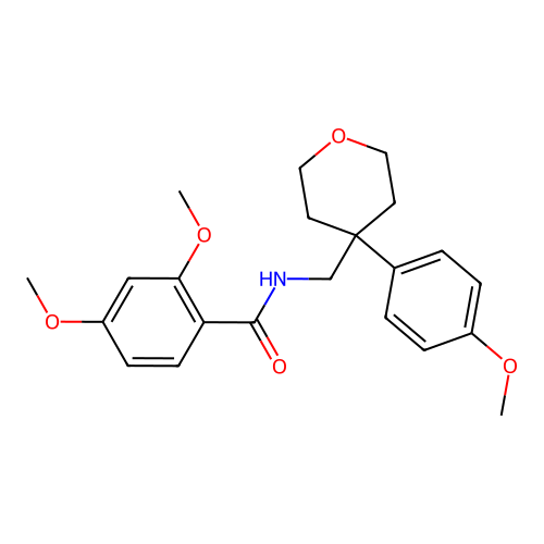 2,4-dimethoxy-N-((4-(4-methoxyphenyl)tetrahydro-2H-pyran-4-yl)methyl)benzamide structure