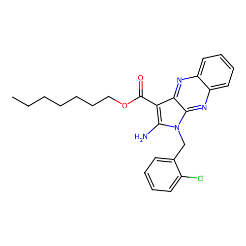 heptyl 2-amino-1-(2-chlorobenzyl)-1H-pyrrolo[2,3-b]quinoxaline-3-carboxylate structure