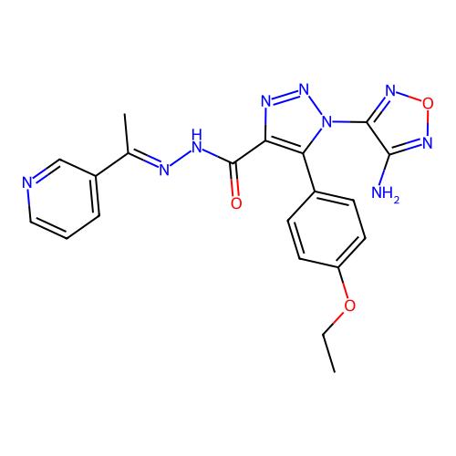 (E)-1-(4-amino-1,2,5-oxadiazol-3-yl)-5-(4-ethoxyphenyl)-N'-(1-(pyridin-3-yl)ethylidene)-1H-1,2,3-triazole-4-carbohydrazide structure