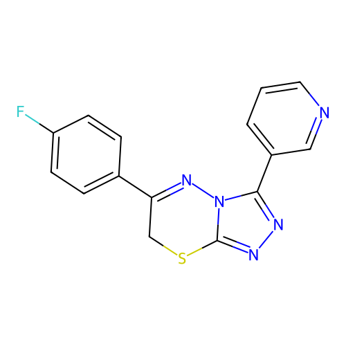 6-(4-fluorophenyl)-3-(pyridin-3-yl)-7H-[1,2,4]triazolo[3,4-b][1,3,4]thiadiazine structure
