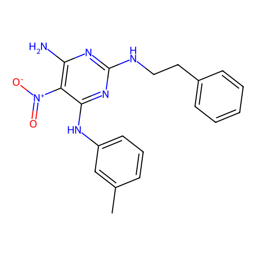 {6-Amino-5-nitro-2-[(2-phenylethyl)amino]pyrimidin-4-yl}(3-methylphenyl)amine structure