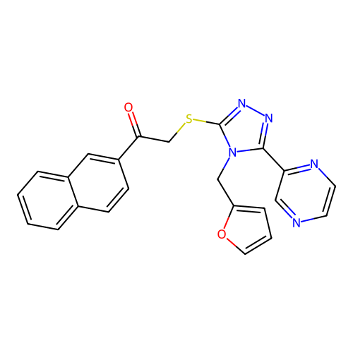 2-[4-(2-furylmethyl)-5-pyrazin-2-yl(1,2,4-triazol-3-ylthio)]-1-(2-naphthyl)eth an-1-one structure