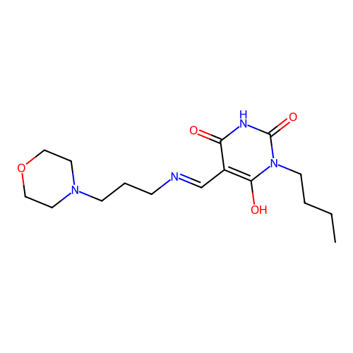 1-butyl-5-[(3-morpholin-4-ylpropylamino)methylidene]-1,3-diazinane-2,4,6-trione structure