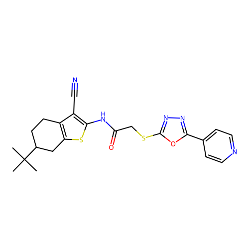 N-(6-(tert-butyl)-3-cyano-4,5,6,7-tetrahydrobenzo[b]thiophen-2-yl)-2-((5-(pyridin-4-yl)-1,3,4-oxadiazol-2-yl)thio)acetamide structure