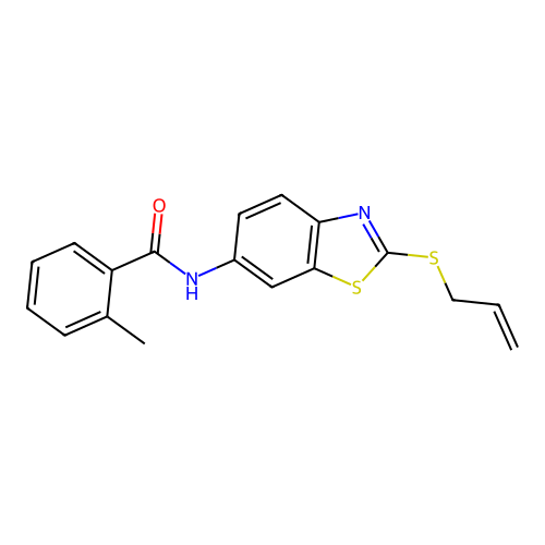 2-methyl-N-[2-(prop-2-en-1-ylsulfanyl)-1,3-benzothiazol-6-yl]benzamide structure