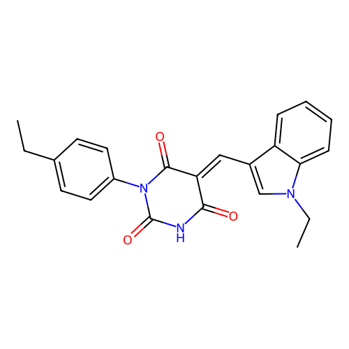 (5E)-5-[(1-ethylindol-3-yl)methylidene]-1-(4-ethylphenyl)-1,3-diazinane-2,4,6-trione structure