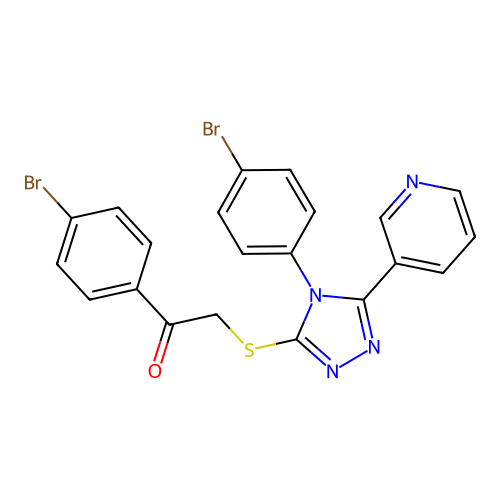 1-(4-bromophenyl)-2-[[4-(4-bromophenyl)-5-pyridin-3-yl-1,2,4-triazol-3-yl]sulfanyl]ethanone structure